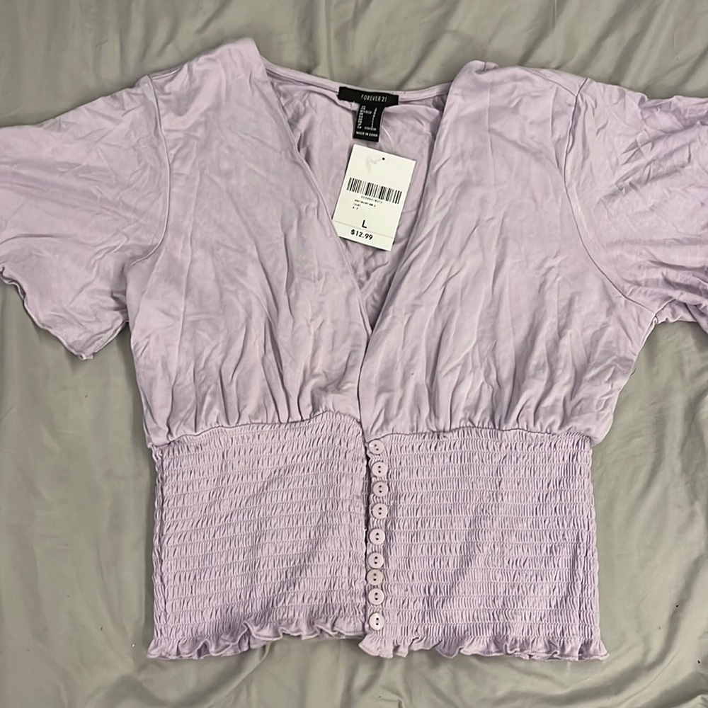 Lavender cropped button up